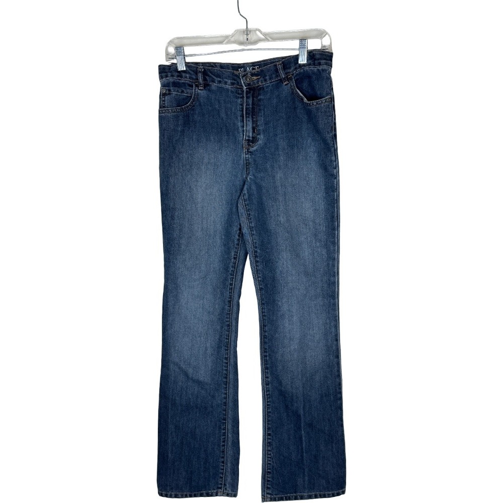 The Childrens Place Bootcut Jeans Kids Size 16‎ Blue Denim Adjustable Waist L